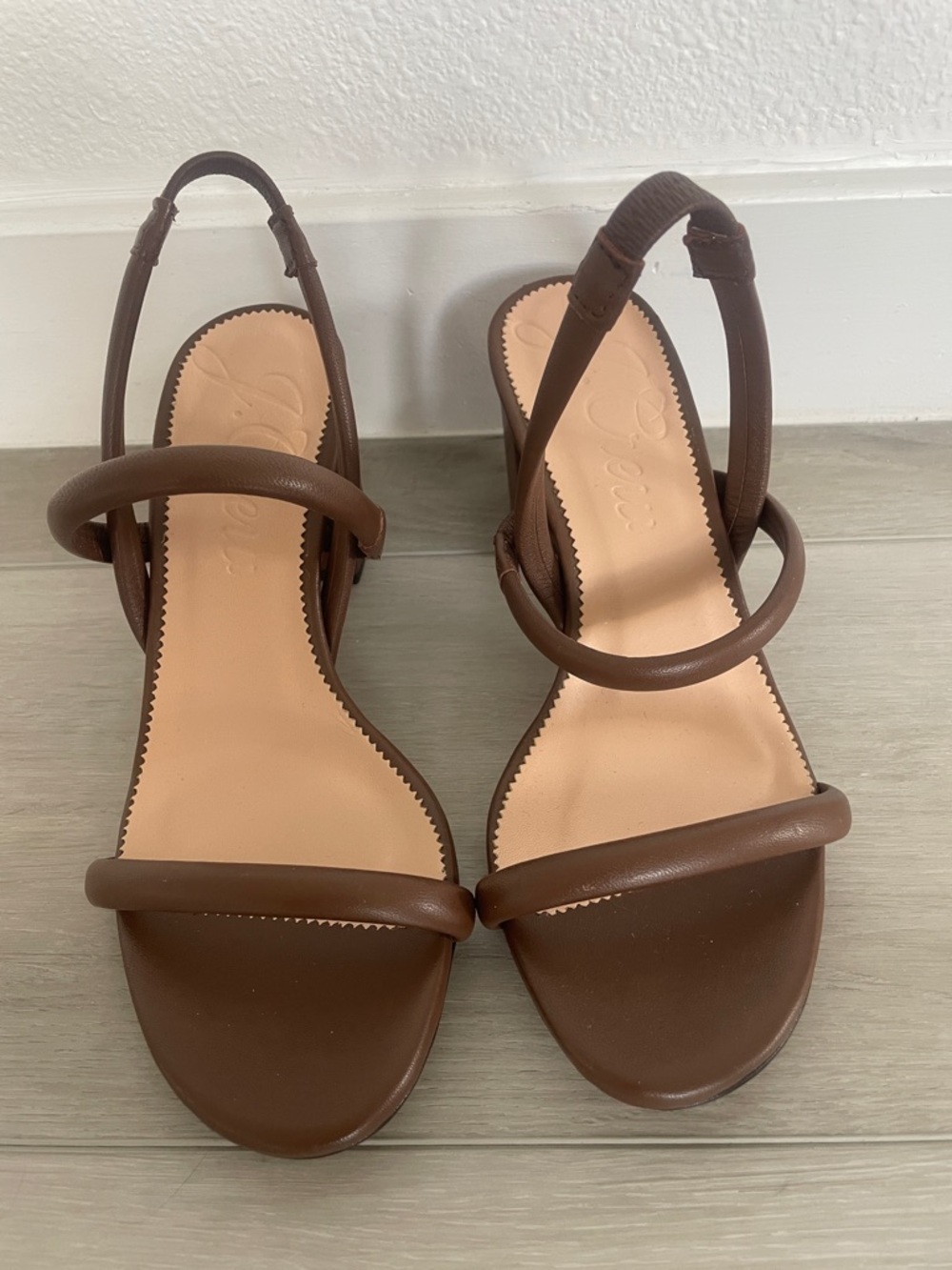 J. Crew Brown Double-Strap Slingback Heels